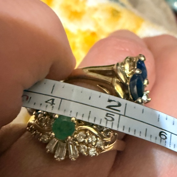 Vintage 10kt Gold Emerald & 19 Genuine Diamond Ballerina (cocktail) Ring 7 1/2 - Picture 12 of 16